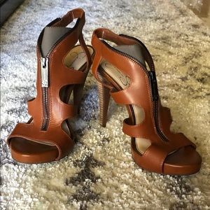 Tan high heels